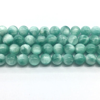 CAS25 Peacock Angelite Beads Smooth Round 14mm 15.5" Strand