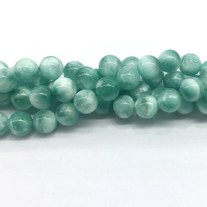 CAS25 Peacock Angelite Beads Smooth Round 14mm 15.5" Strand