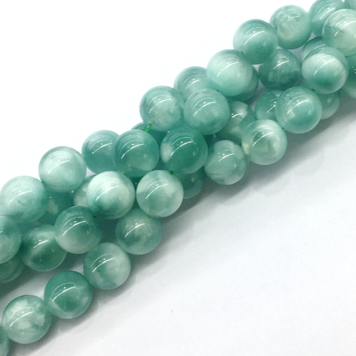 CAS25 Peacock Angelite Beads Smooth Round 14mm 15.5" Strand