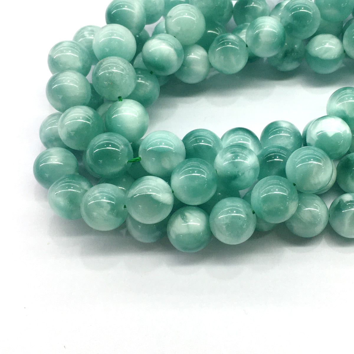 CAS25 Peacock Angelite Beads Smooth Round 14mm 15.5" Strand