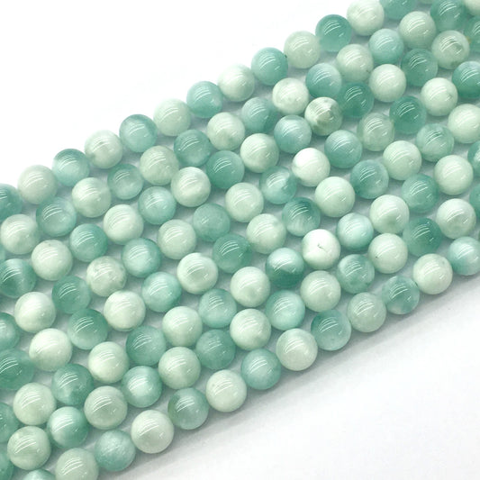 CAS31 Snowflake Angelite Beads Smooth Round 6mm 15.5" Strand