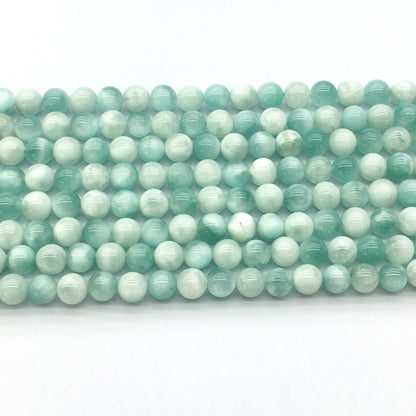 CAS31 Snowflake Angelite Beads Smooth Round 6mm 15.5" Strand