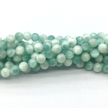 CAS31 Snowflake Angelite Beads Smooth Round 6mm 15.5" Strand