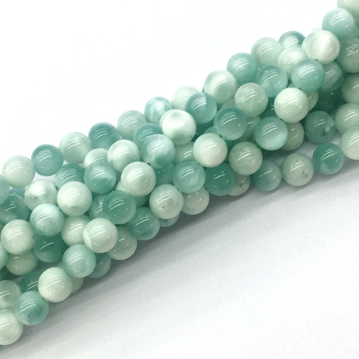 CAS31 Snowflake Angelite Beads Smooth Round 6mm 15.5" Strand