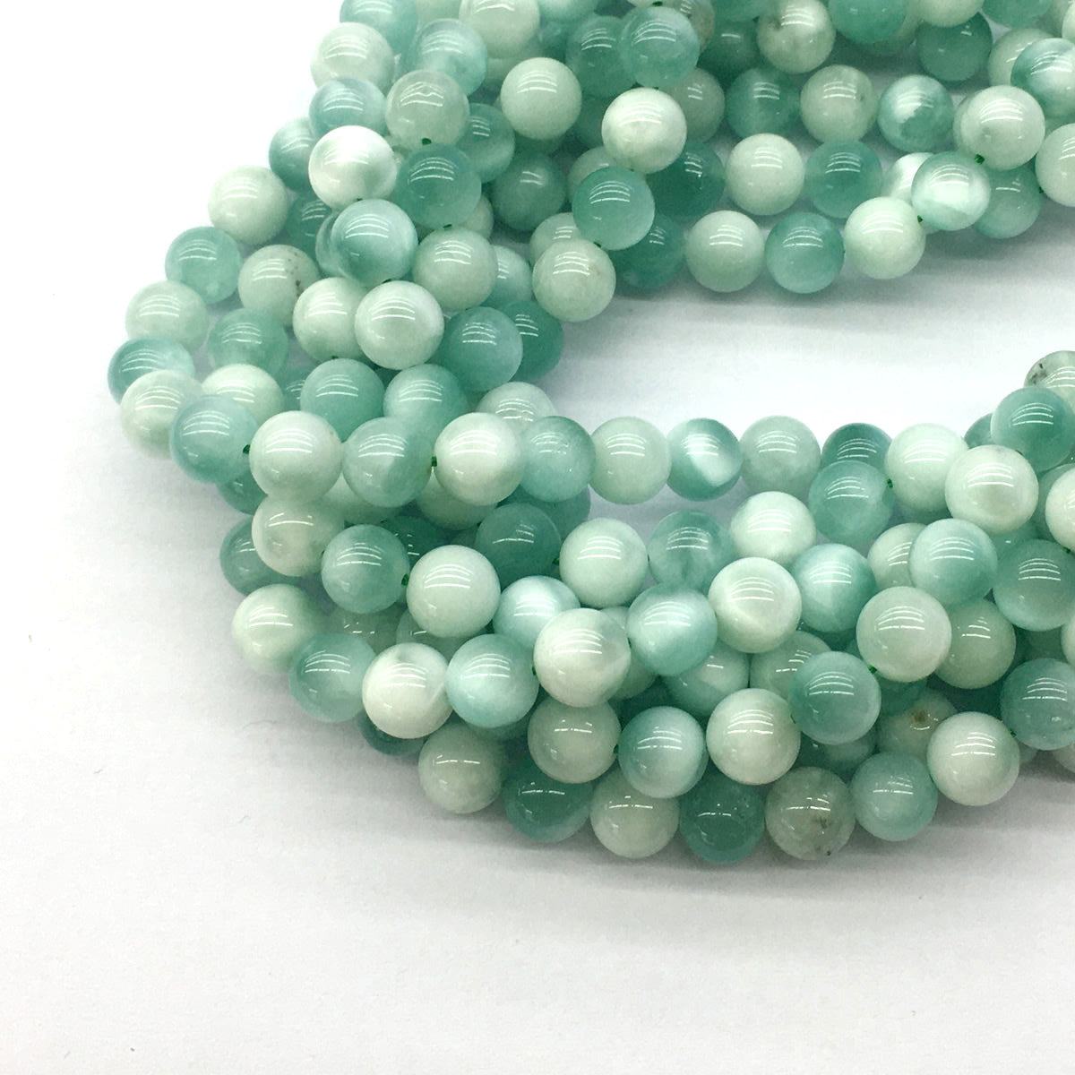 CAS31 Snowflake Angelite Beads Smooth Round 6mm 15.5" Strand