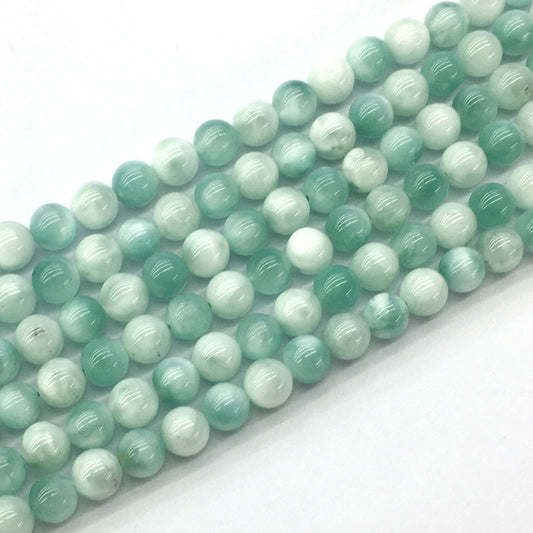 CAS32 Snowflake Angelite Beads Smooth Round 8mm 15.5" Strand