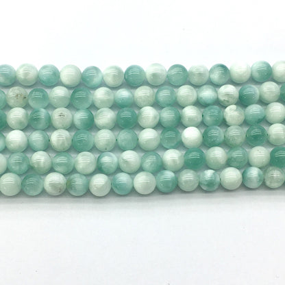 CAS32 Snowflake Angelite Beads Smooth Round 8mm 15.5" Strand