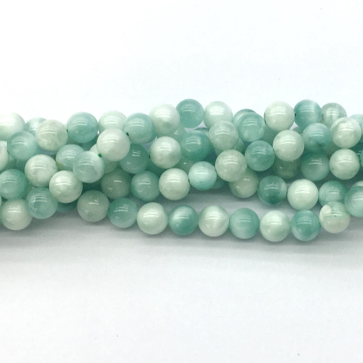 CAS32 Snowflake Angelite Beads Smooth Round 8mm 15.5" Strand