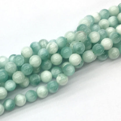 CAS32 Snowflake Angelite Beads Smooth Round 8mm 15.5" Strand