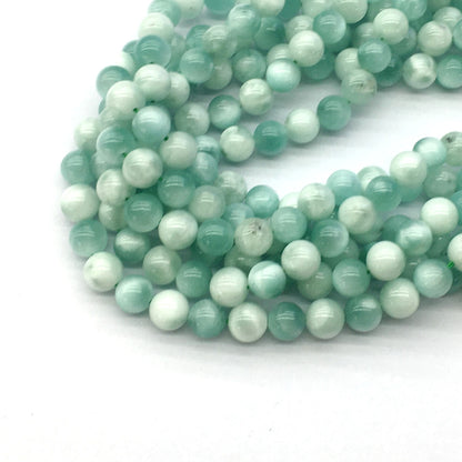 CAS32 Snowflake Angelite Beads Smooth Round 8mm 15.5" Strand