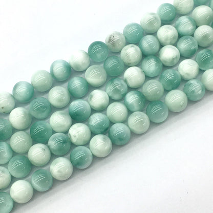 CAS33 Snowflake Angelite Beads Smooth Round 10mm 15.5" Strand