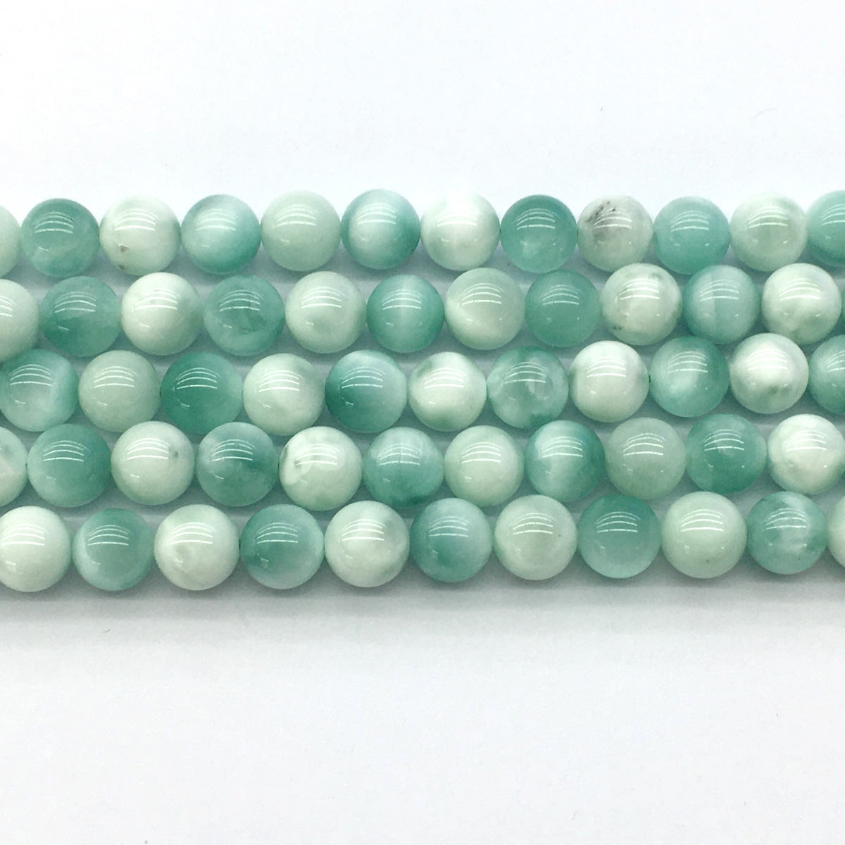 CAS33 Snowflake Angelite Beads Smooth Round 10mm 15.5" Strand