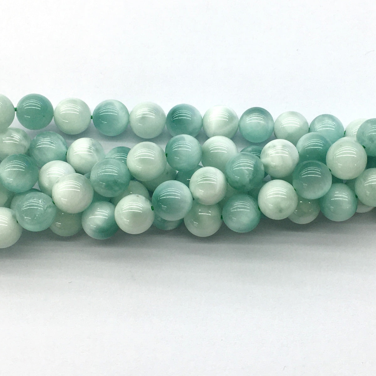 CAS33 Snowflake Angelite Beads Smooth Round 10mm 15.5" Strand