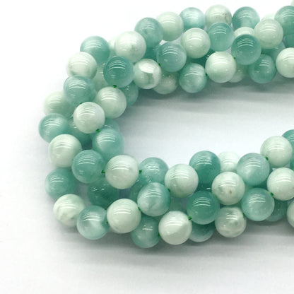 CAS34 Snowflake Angelite Beads Smooth Round 12mm 15.5" Strand