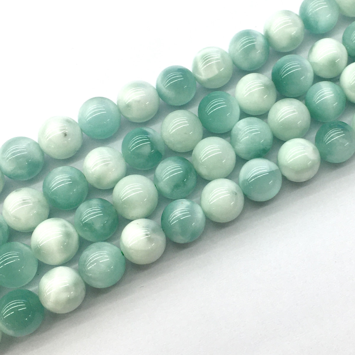 CAS35 Snowflake Angelite Beads Smooth Round 14mm 15.5" Strand