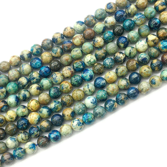 CAZ02 Azurite Gemstone Beads Smooth Round 6mm 15.5" Strand