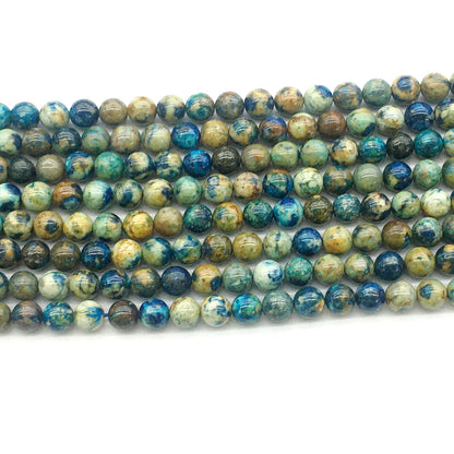 CAZ02 Azurite Gemstone Beads Smooth Round 6mm 15.5" Strand