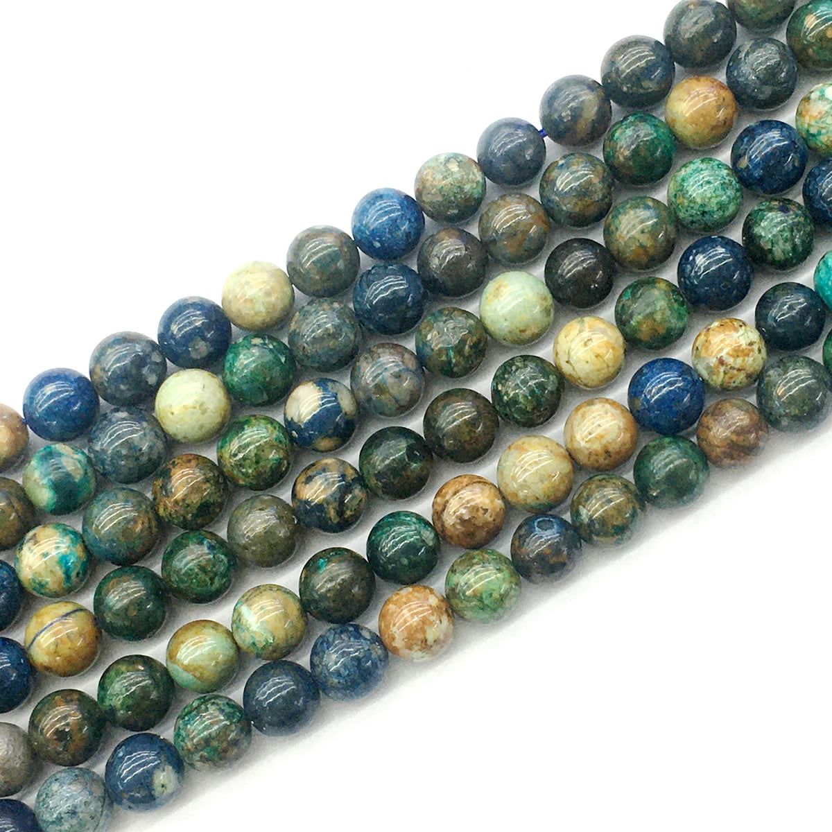 CAZ03 Azurite Gemstone Beads Smooth Round 8mm 15.5" Strand