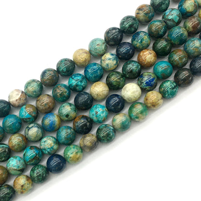 CAZ04 Azurite Gemstone Beads Smooth Round 10mm 15.5" Strand