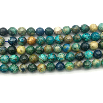 CAZ04 Azurite Gemstone Beads Smooth Round 10mm 15.5" Strand