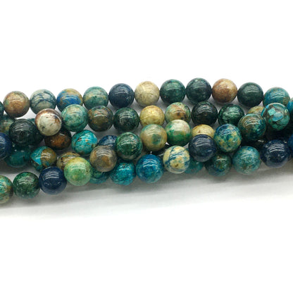 CAZ04 Azurite Gemstone Beads Smooth Round 10mm 15.5" Strand