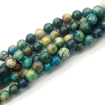 CAZ04 Azurite Gemstone Beads Smooth Round 10mm 15.5" Strand