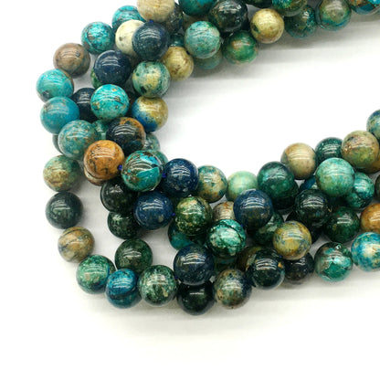 CAZ04 Azurite Gemstone Beads Smooth Round 10mm 15.5" Strand