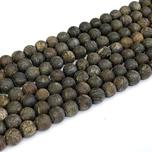 CBZ04 Bronzite Gemstone Beads Matte Round 10mm 15" Strand