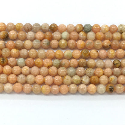 CCA02 Peach Calcite Beads Smooth Round 6mm 15.5" Strand