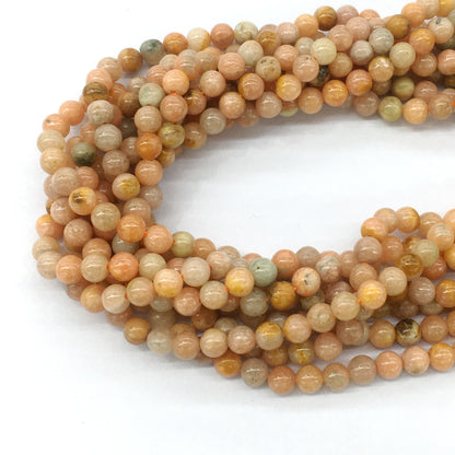 CCA02 Peach Calcite Beads Smooth Round 6mm 15.5" Strand