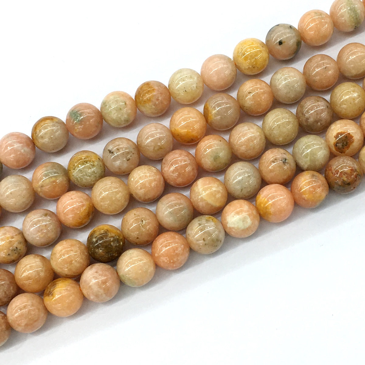 CCA04 Peach Calcite Beads Smooth Round 10mm 15.5" Strand