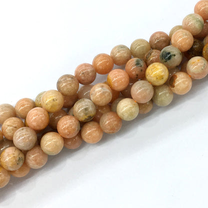 CCA04 Peach Calcite Beads Smooth Round 10mm 15.5" Strand