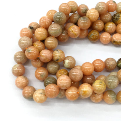 CCA05 Peach Calcite Beads Smooth Round 12mm 15.5" Strand