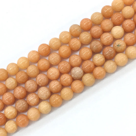 CCA12 Peach Calcite Beads Smooth Round 8mm 15.5" Strand