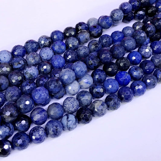 CDU03 Dumortierite Gemstone Beads Faceted Round 8mm 15" Strand