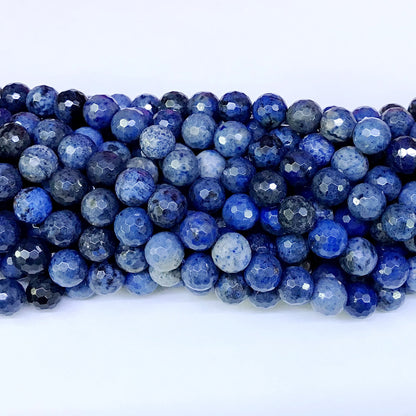 CDU03 Dumortierite Gemstone Beads Faceted Round 8mm 15" Strand