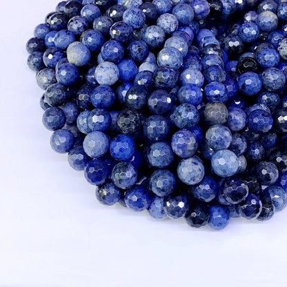 CDU03 Dumortierite Gemstone Beads Faceted Round 8mm 15" Strand