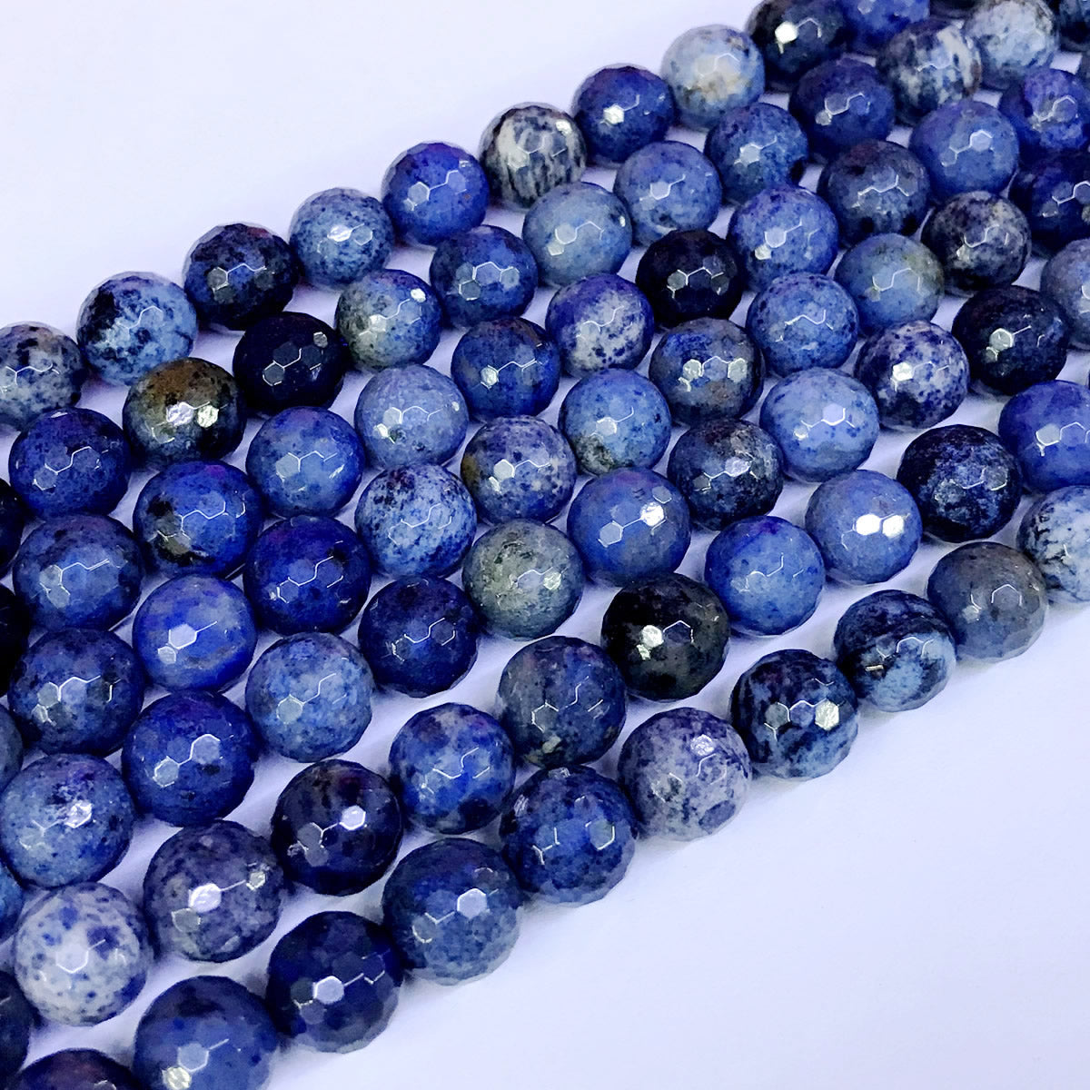 CDU04 Dumortierite Gemstone Beads Faceted Round 10mm 15" Strand