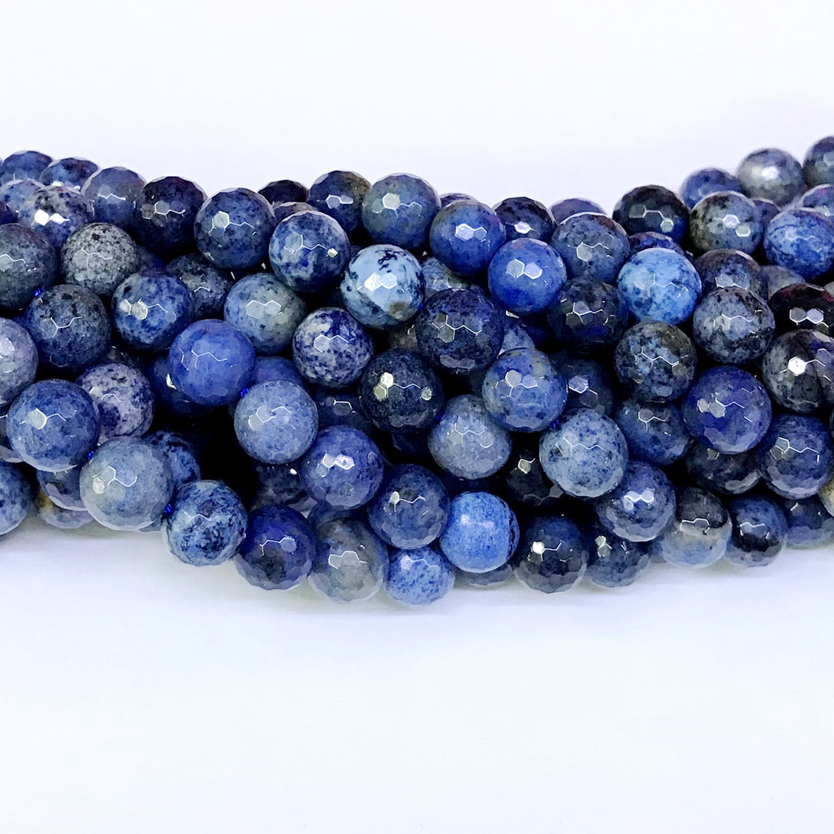 CDU04 Dumortierite Gemstone Beads Faceted Round 10mm 15" Strand