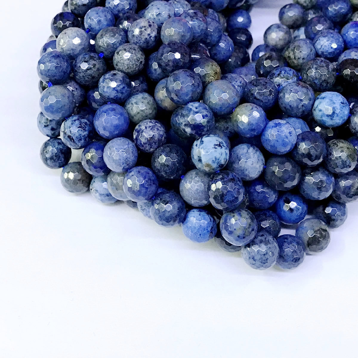 CDU04 Dumortierite Gemstone Beads Faceted Round 10mm 15" Strand