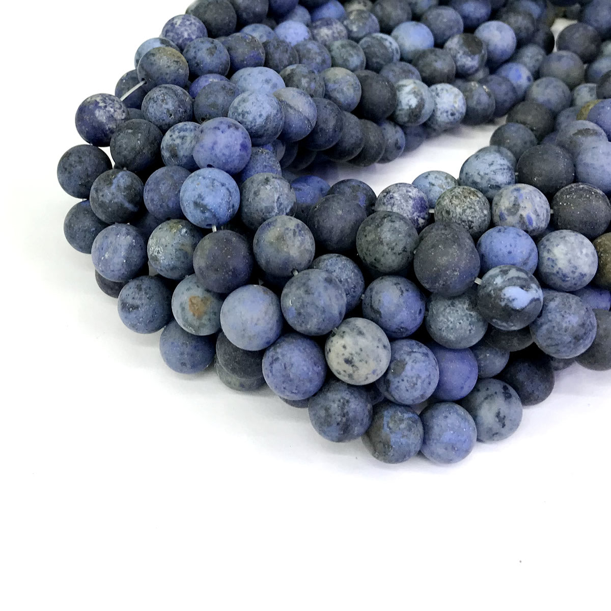 CDU10 Dumortierite Gemstone Beads Matte Round 8mm 15" Strand