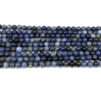 CDU16 Dumortierite Gemstone Beads Smooth Round 4mm 15" Strand