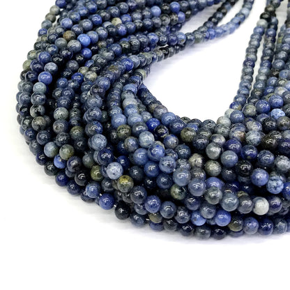 CDU16 Dumortierite Gemstone Beads Smooth Round 4mm 15" Strand