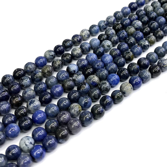 CDU17 Dumortierite Gemstone Beads Smooth Round 6mm 15" Strand