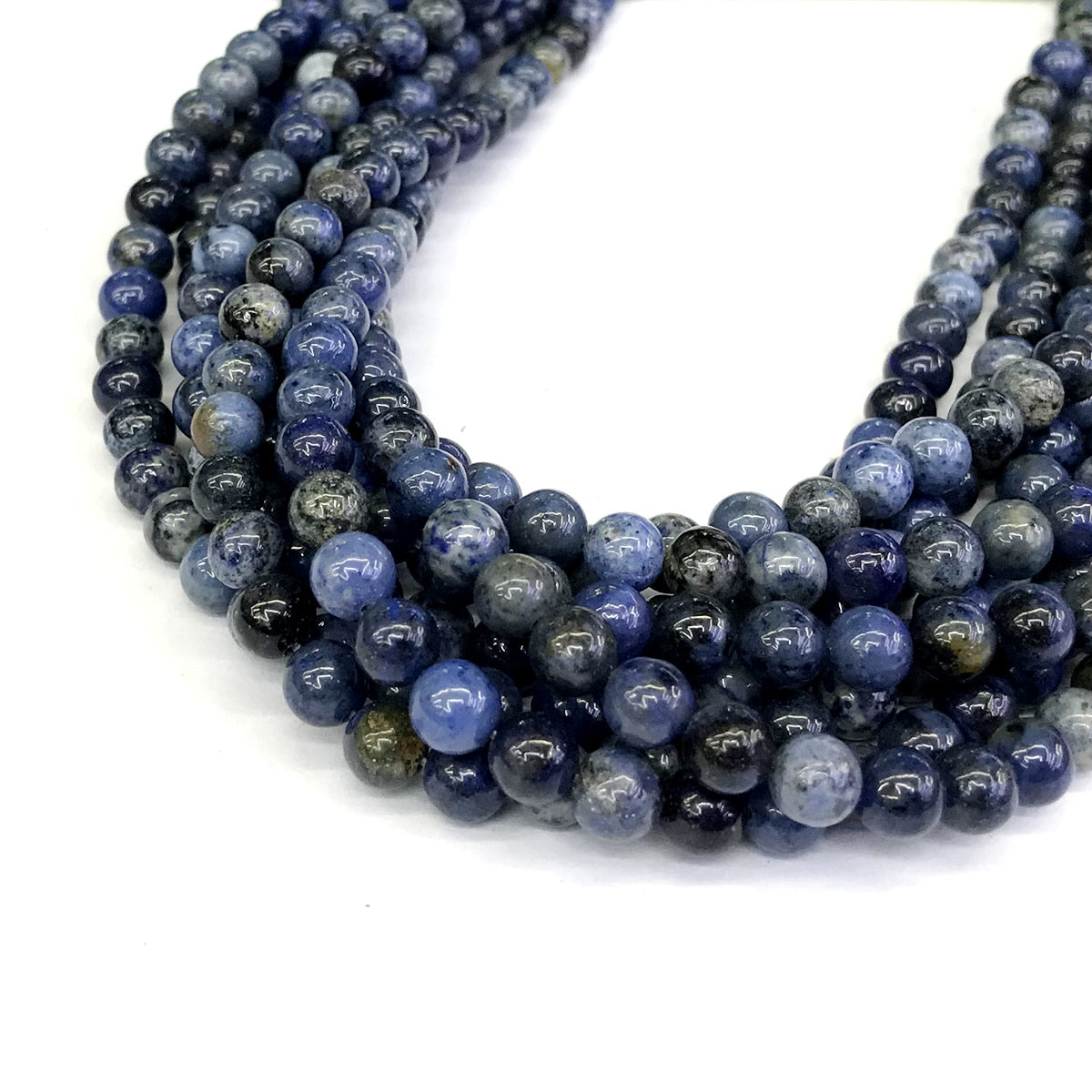 CDU17 Dumortierite Gemstone Beads Smooth Round 6mm 15" Strand