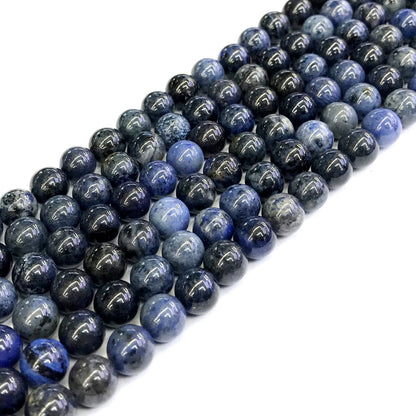 CDU18 Dumortierite Gemstone Beads Smooth Round 8mm 15" Strand