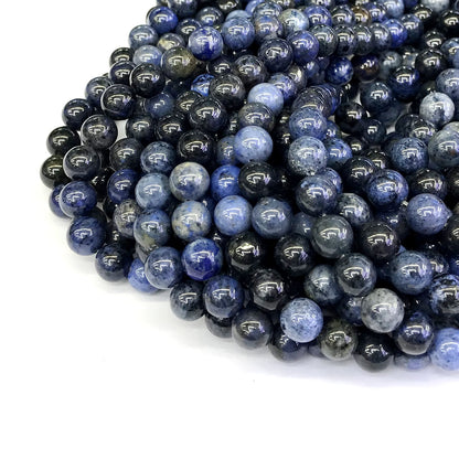 CDU18 Dumortierite Gemstone Beads Smooth Round 8mm 15" Strand