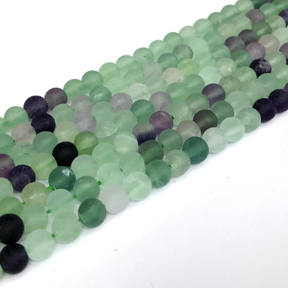 CFL01 Fluorite Gemstone Beads Matte Round 4mm 15" Strand