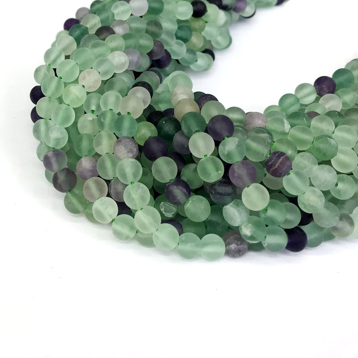 CFL01 Fluorite Gemstone Beads Matte Round 4mm 15" Strand