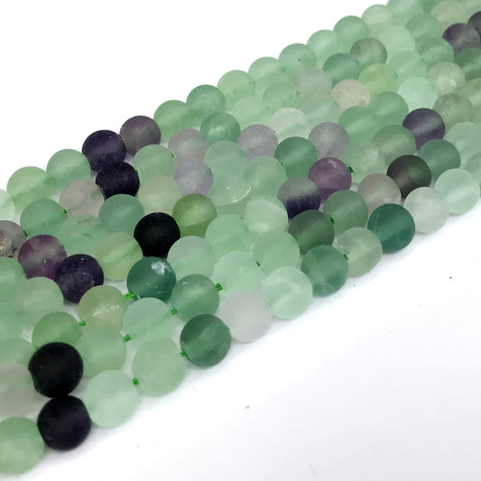 CFL02 Fluorite Gemstone Beads Matte Round 6mm 15" Strand